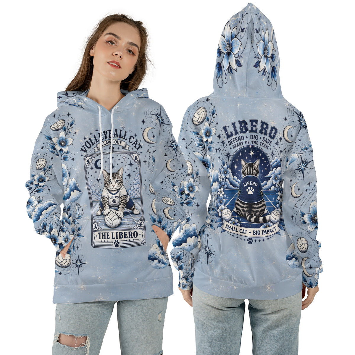 Libero Volleyball Hoodie – Claws Out Cat Blue