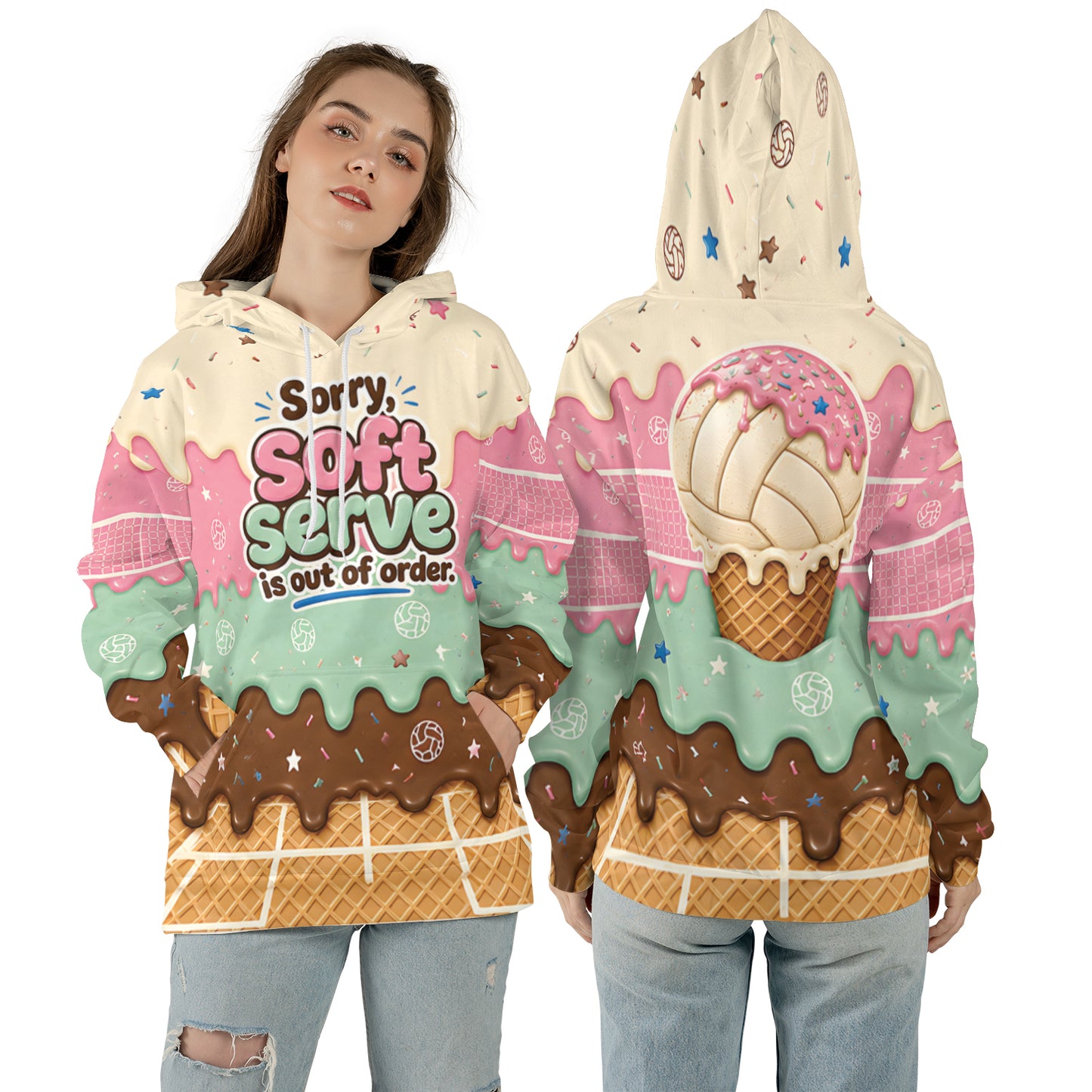 Volleyball Hoodie – Soft Serve is Out of Order Funny Print | S–5XL