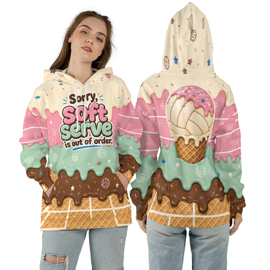 Volleyball Hoodie – Soft Serve is Out of Order Funny Print | S–5XL
