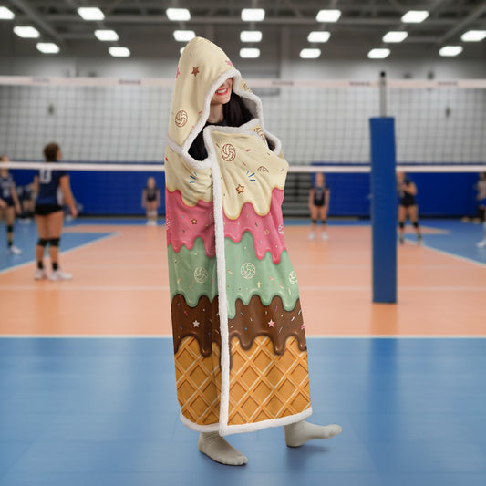 Volleyball Plush Sherpa Cloak - Soft Serve - White Binding