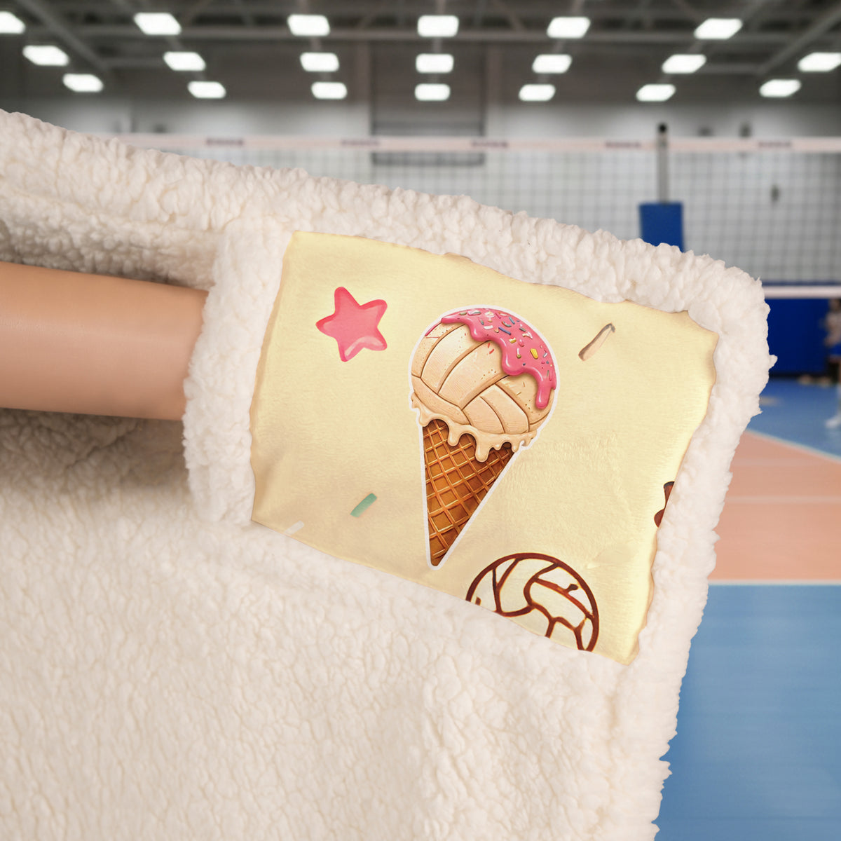 Volleyball Plush Sherpa Cloak - Soft Serve - White Binding