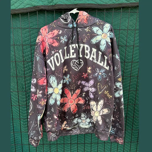 Volleyball Hoodie – Bouquet Floral Art Print | S–5XL