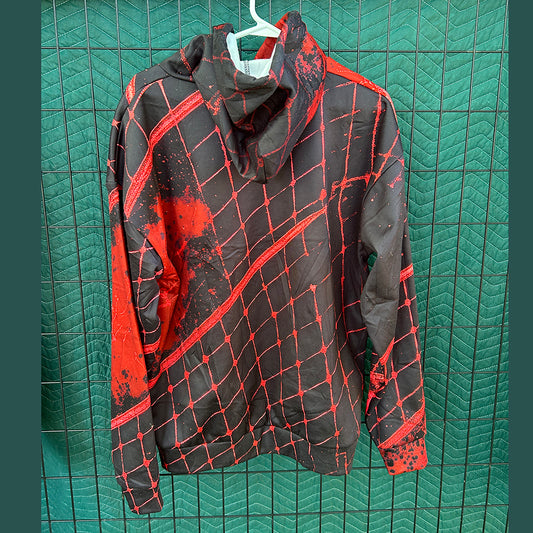 Volleyball Hoodie – Net Splash Graphic, Black & Red | S–5XL