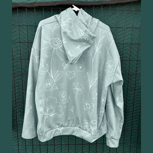 Volleyball Hoodie – Sage Green Floral Art Print | S–5XL