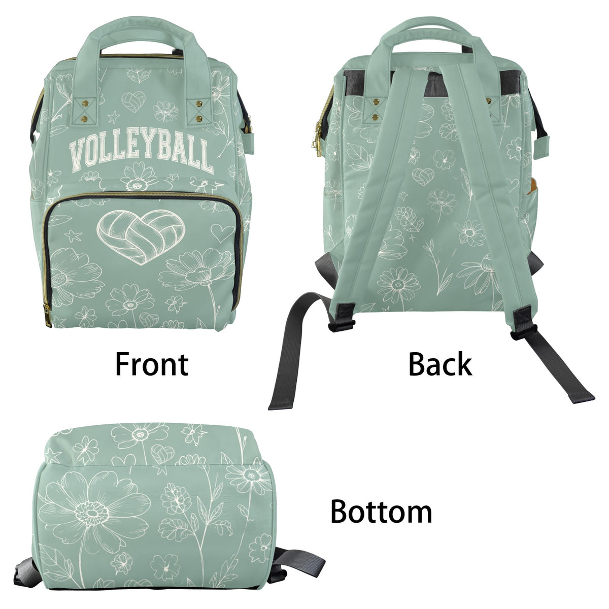 Volleyball Mom Weekend Survival Bag – Sage Green Floral