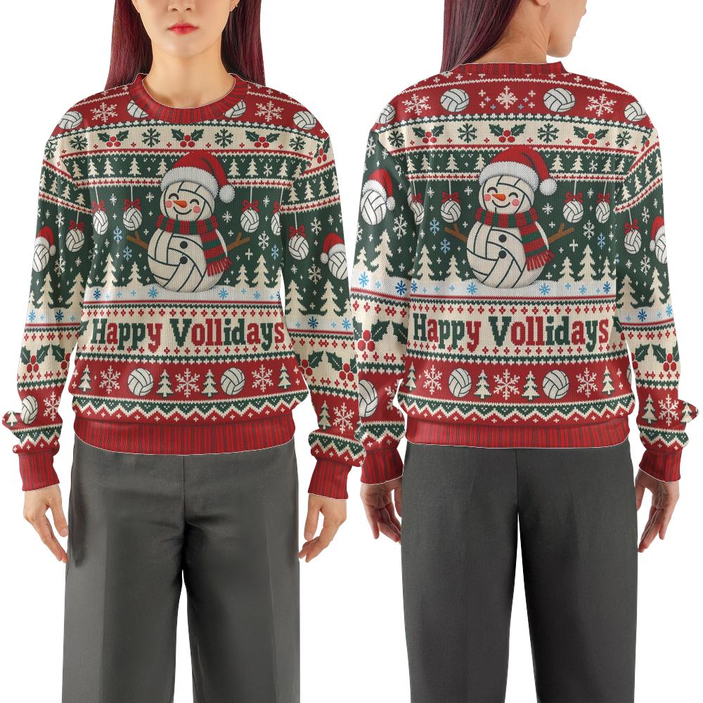 Volleyball Christmas Sweater – Happy Vollidays Snowman