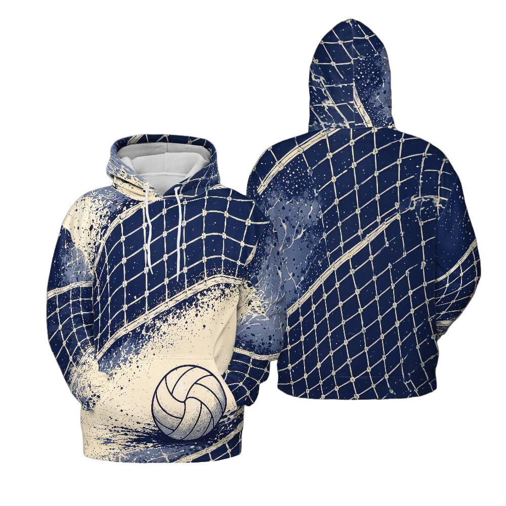 Volleyball Hoodie – Net Splash, Royal Blue & Cream | S–5XL