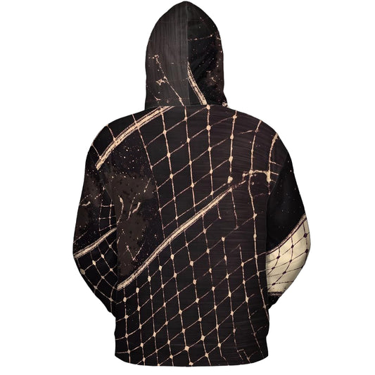 Volleyball Hoodie – Net Splash Graphic, Black & Cream | S–5XL