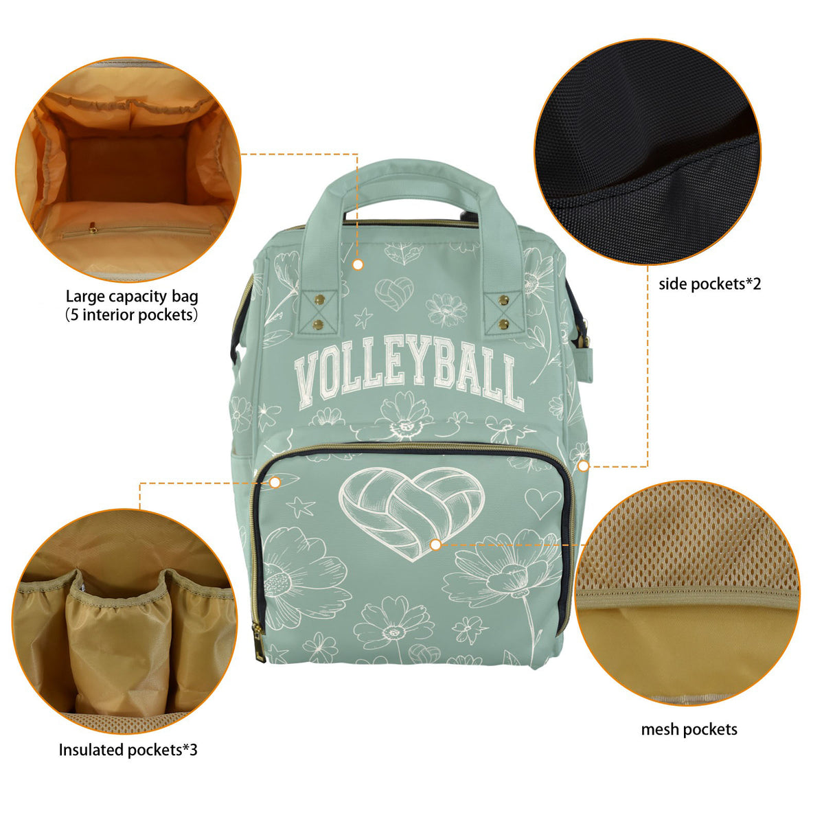 Volleyball Mom Weekend Survival Bag – Sage Green Floral