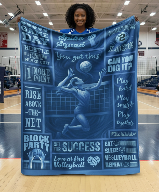Jersey Fleece Blanket - 50" x 60" - Volleyball Patch Design