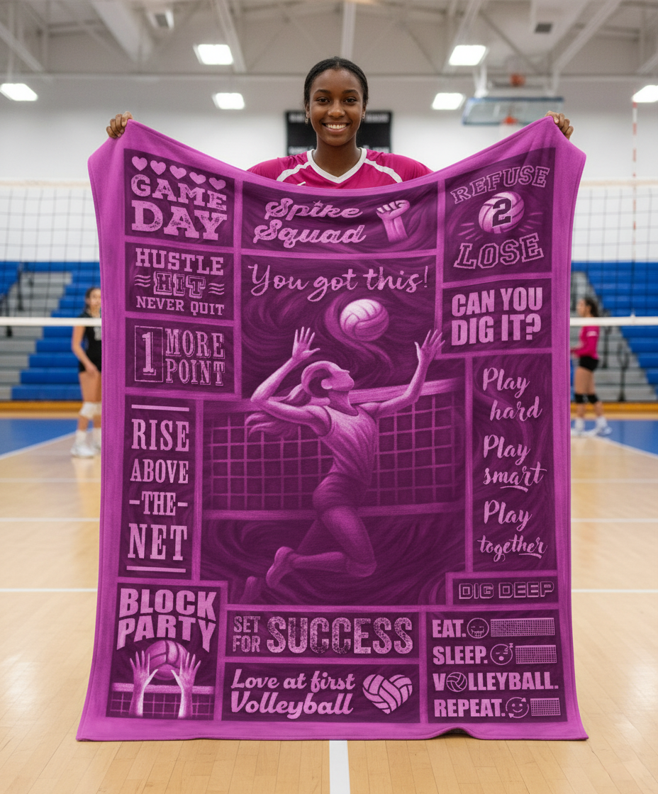 Jersey Fleece Blanket - 50" x 60" - Volleyball Patch Design
