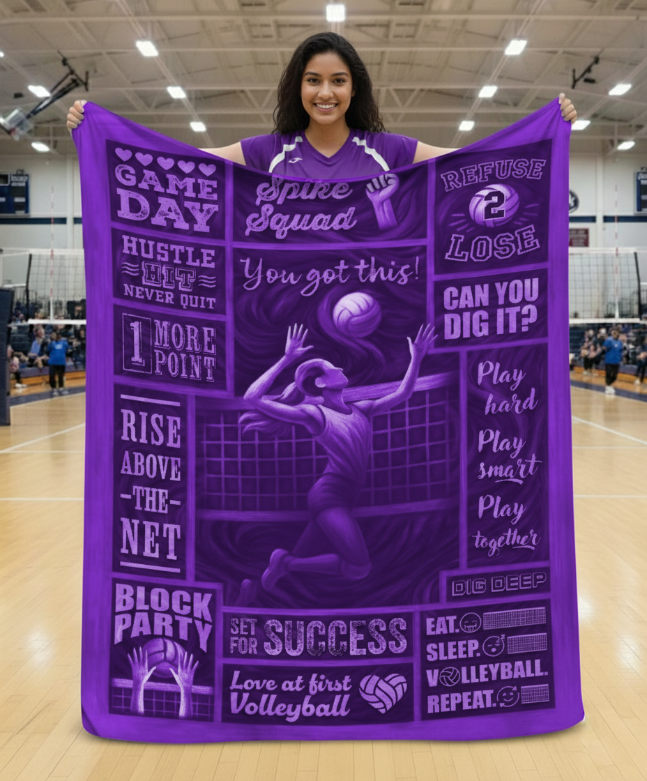 Jersey Fleece Blanket - 50" x 60" - Volleyball Patch Design