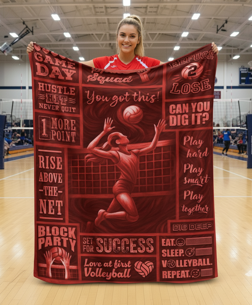 Jersey Fleece Blanket - 50" x 60" - Volleyball Patch Design