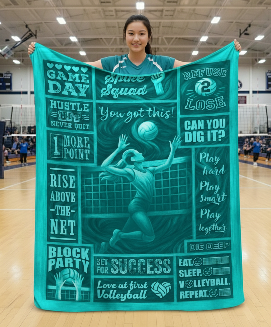 Jersey Fleece Blanket - 50" x 60" - Volleyball Patch Design