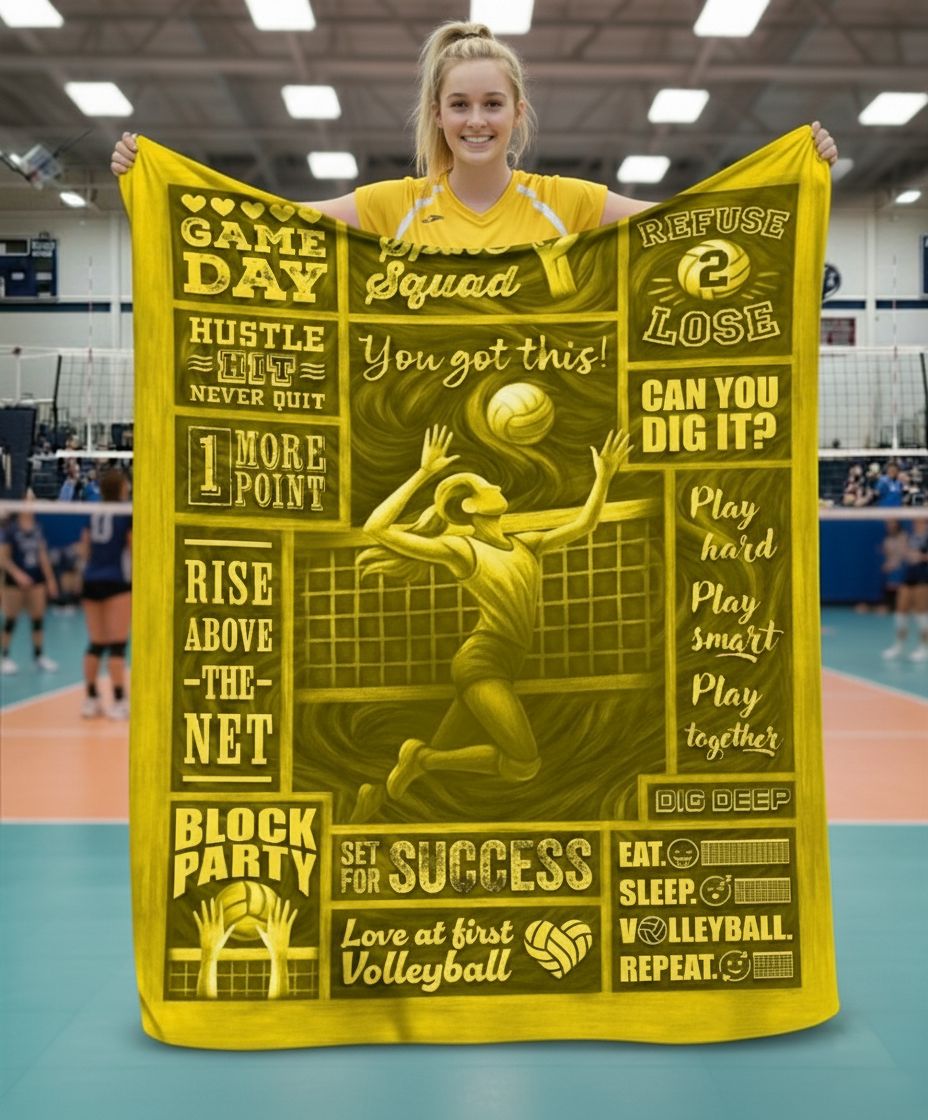 Jersey Fleece Blanket - 50" x 60" - Volleyball Patch Design
