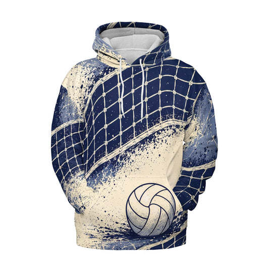 Volleyball Hoodie – Net Splash, Royal Blue & Cream | S–5XL