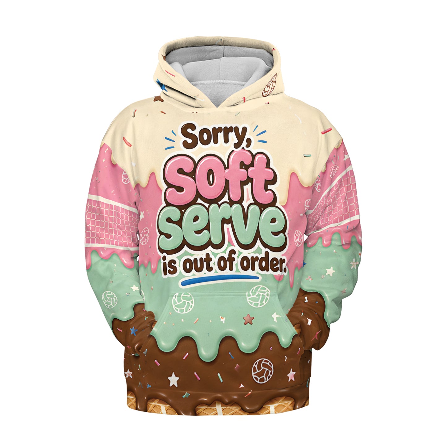 Volleyball Hoodie – Soft Serve is Out of Order Funny Print | S–5XL