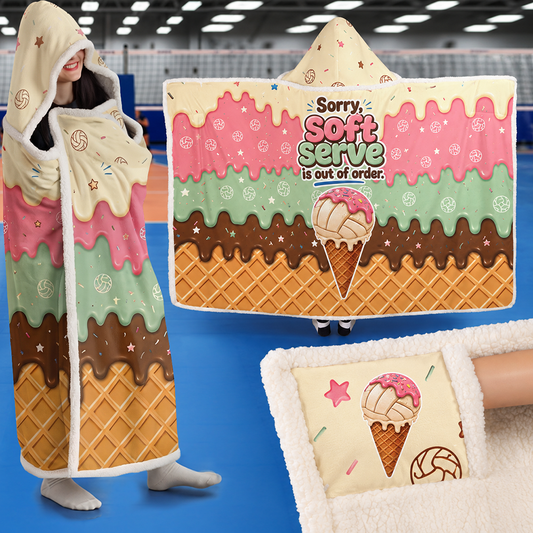 Volleyball Plush Sherpa Cloak - Soft Serve - White Binding