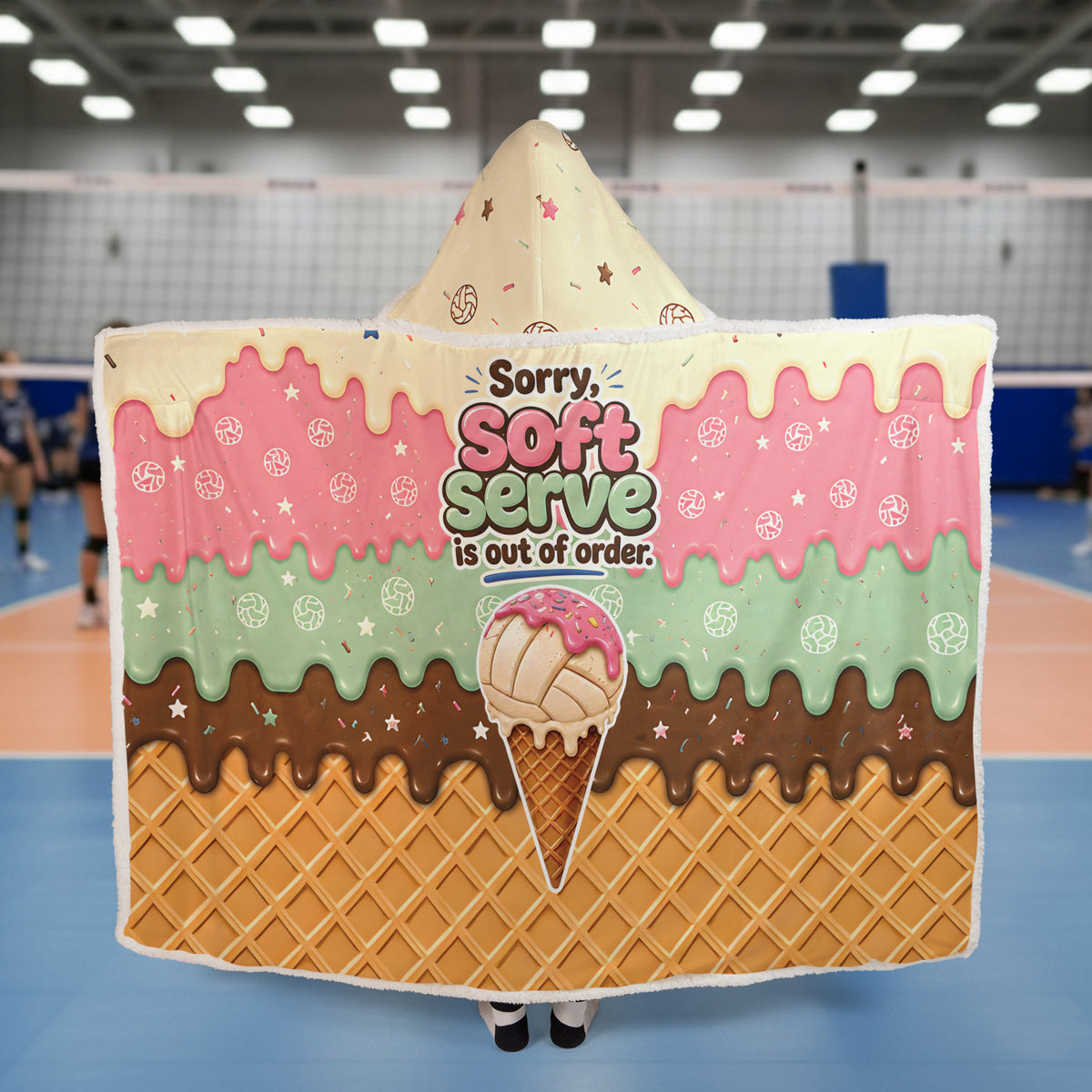 Volleyball Plush Sherpa Cloak - Soft Serve - White Binding