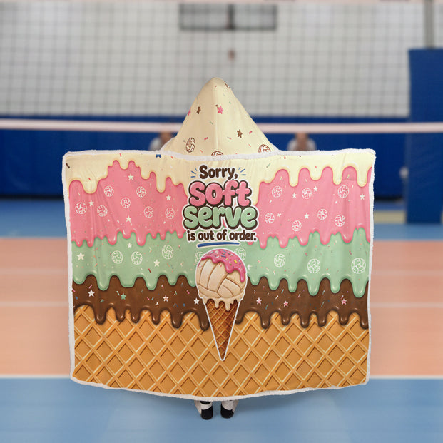 Volleyball Plush Sherpa Cloak - Soft Serve - White Binding