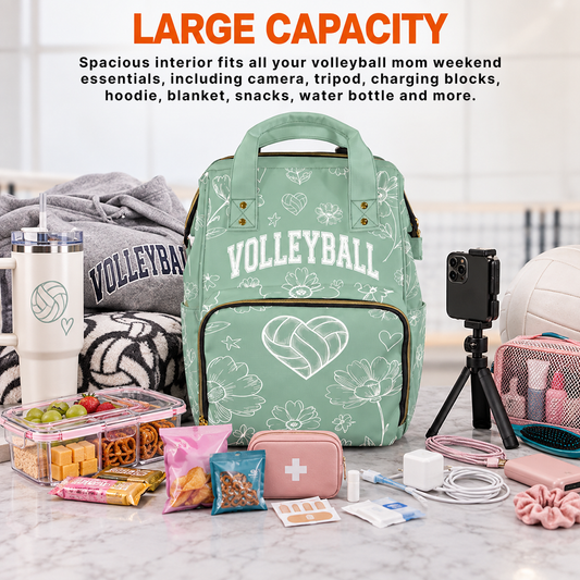 Volleyball Mom Weekend Survival Bag – Sage Green Floral