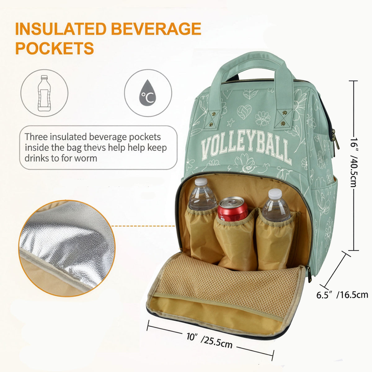 Volleyball Mom Weekend Survival Bag – Sage Green Floral