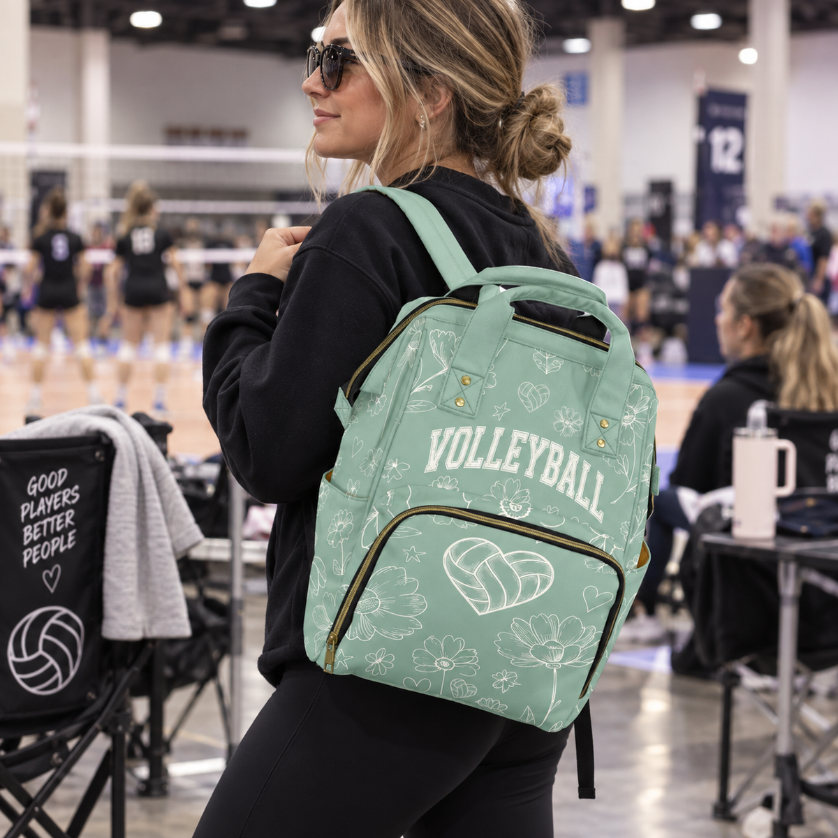 Volleyball Mom Weekend Survival Bag – Sage Green Floral