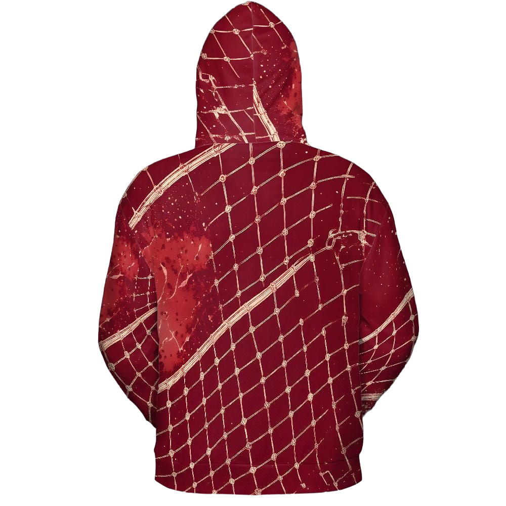 Volleyball Hoodie – Net Splash Graphic, Red & Cream | S–5XL