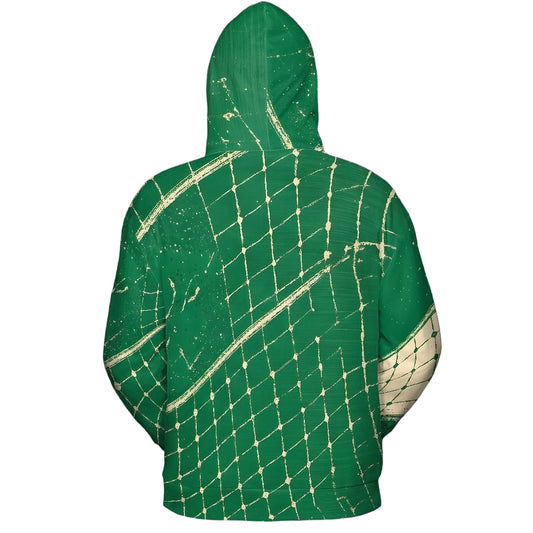 Volleyball Hoodie – Net Splash Graphic, Green & Cream | S–5XL