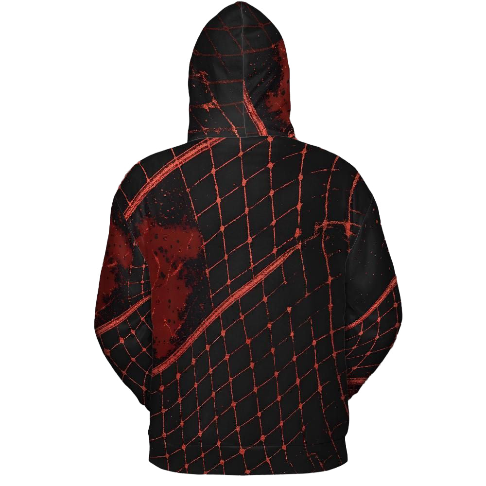 Volleyball Hoodie – Net Splash Graphic, Black & Red | S–5XL