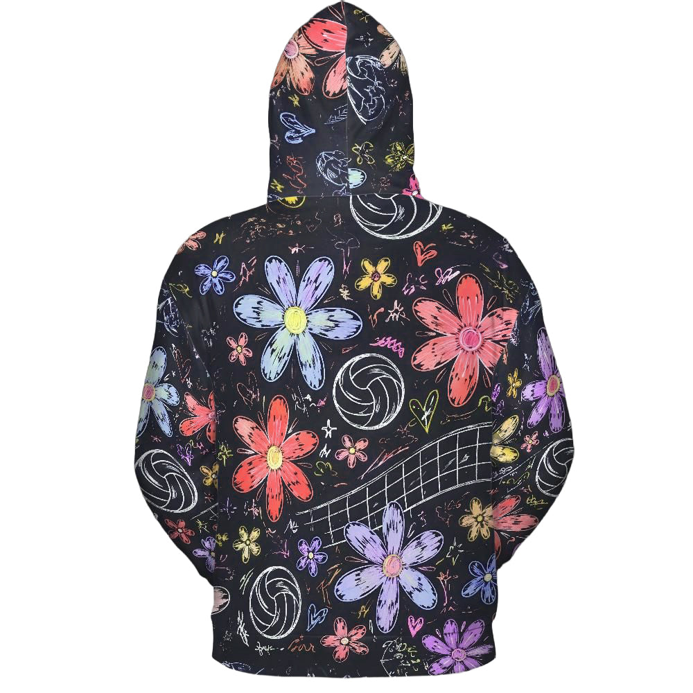 Volleyball Hoodie – Bouquet Floral Art Print | S–5XL