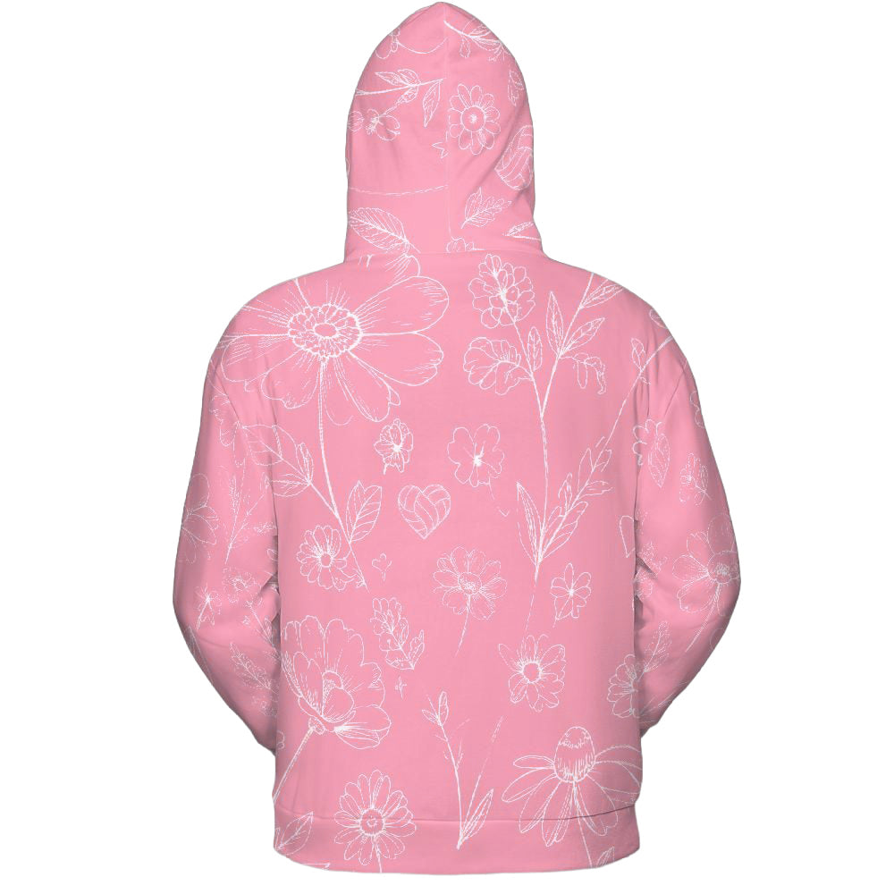 Volleyball Hoodie – Pink Floral Art Print | S–5XL