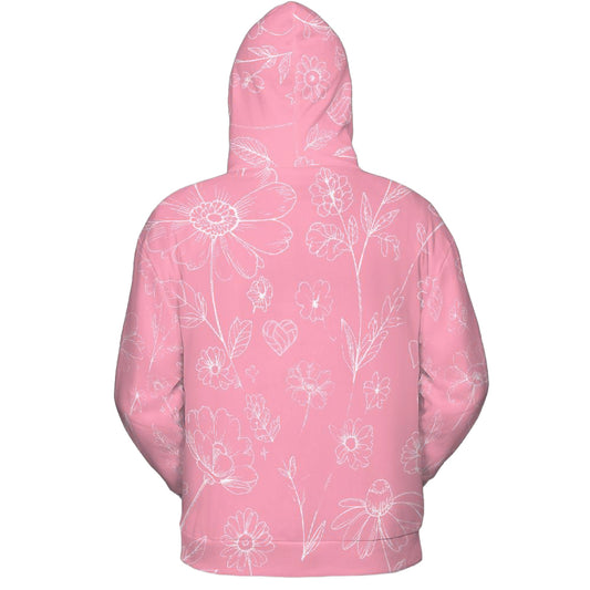 Volleyball Hoodie – Pink Floral Art Print | S–5XL
