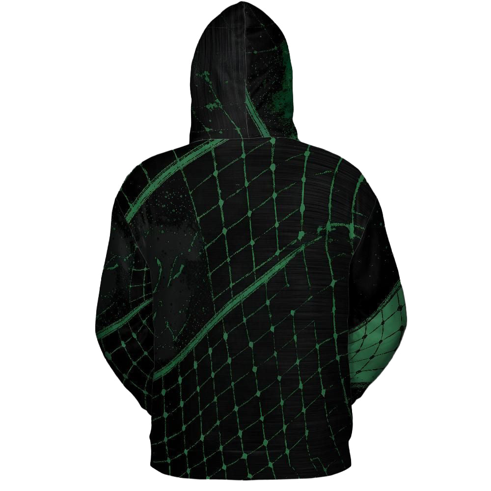 Volleyball Hoodie – Net Splash Graphic, Black & Green | S–5XL