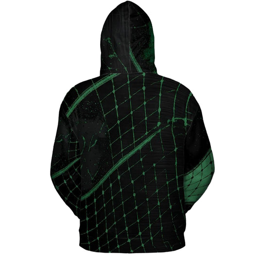 Volleyball Hoodie – Net Splash Graphic, Black & Green | S–5XL