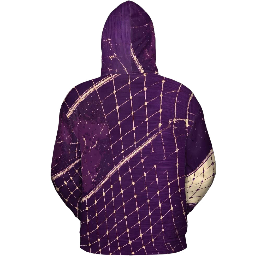 Volleyball Hoodie – Net Splash Graphic, Purple & Cream | S–5XL